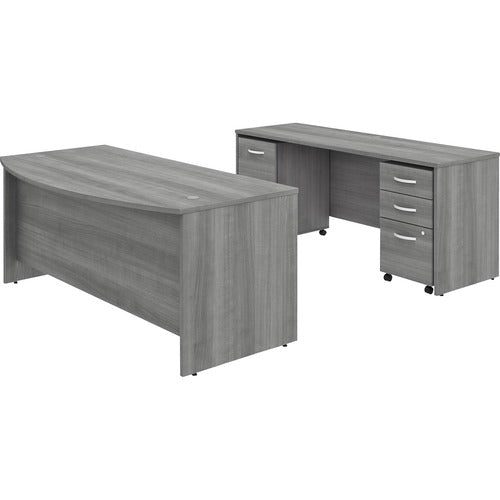 Bush Business Furniture BSHSTC009PGSU Studio C 72W x 36D Bow Front Desk and Credenza with Mobile File Cabinets