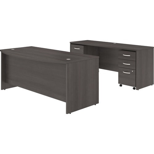 Bush Business Furniture BSHSTC009SGSU Studio C 72W x 36D Bow Front Desk and Credenza with Mobile File Cabinets