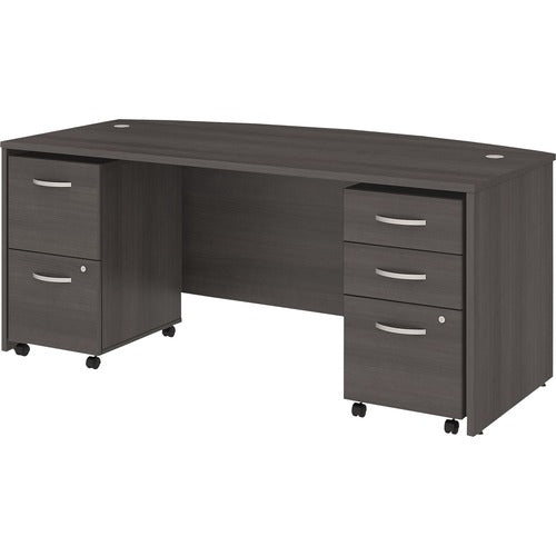 Bush Business Furniture BSHSTC012SGSU Studio C 72W X 36D Bow Front Desk With Mobile File Cabinets