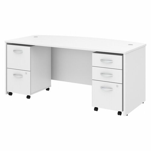 Bush Business Furniture BSHSTC012WHSU Studio C 72W X 36D Bow Front Desk With Mobile File Cabinets