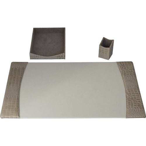 Protacini DACD6337 Breeze Beige Italian Patent Leather 3-Piece Desk Set