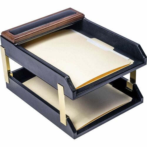 Dacasso DACA8420 Walnut & Leather Double Letter Trays