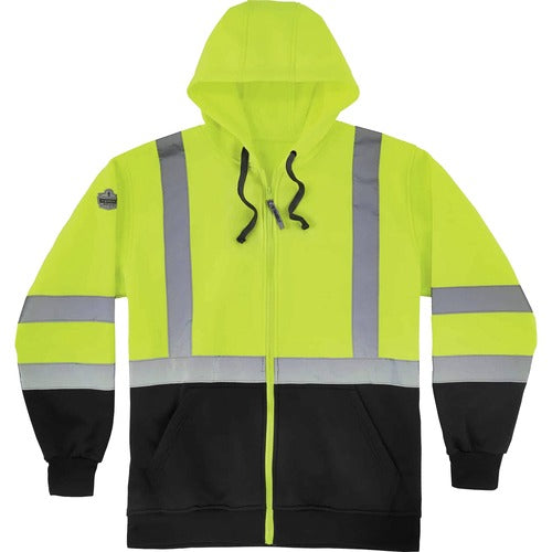 Ergodyne EGO21845 Zip-Up Hi-Vis Hooded Sweatshirt