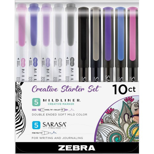 Zebra Pen ZEB10015 MIDLINER Marker/SARASA Fineliner Creative Starter Set