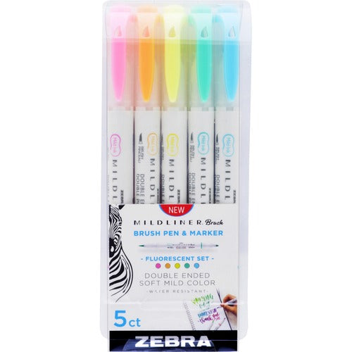 Zebra ZEB79105 MILDLINER Dual Ended Brush Pen & Marker Set