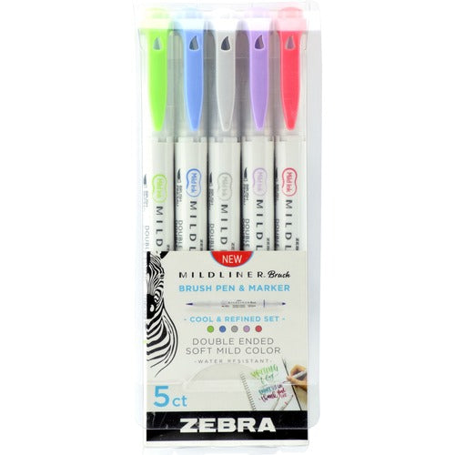 Zebra ZEB79205 MILDLINER Dual Ended Brush Pen & Marker Set