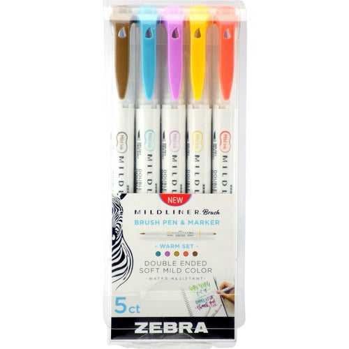 Zebra ZEB79305 MILDLINER Dual Ended Brush Pen & Marker Set