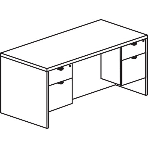 Lorell LLRPD3672QDPGE Prominence 2.0 3/4 Double-Pedestal Desk