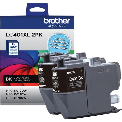 Brother BRTLC401XL2PKS LC401XL2PKS Original High Yield Inkjet Ink Cartridge - Black - 2 / Pack