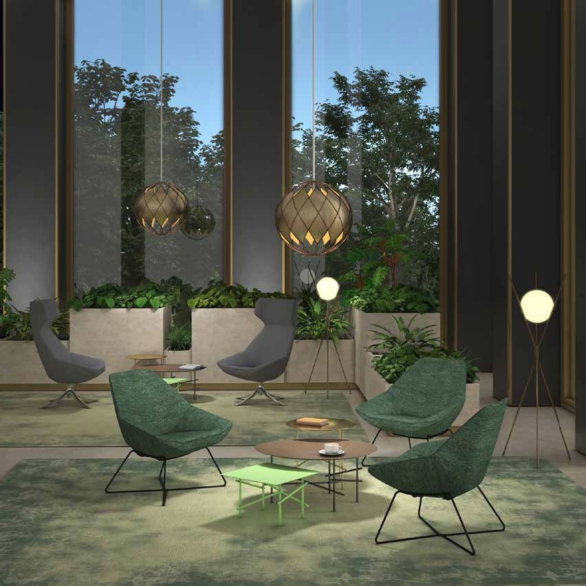 9 to 5 Seating NTF9236LGSFBU Jax High-back Lounge Chair with Swivel Base