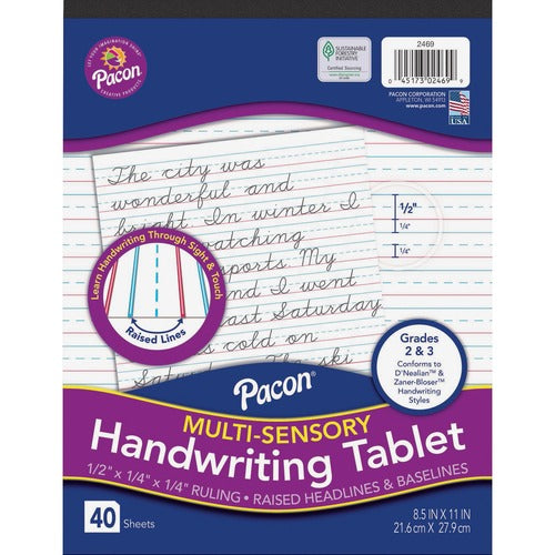 Pacon® PACP2469 Multi-Sensory Ruled Handwriting Tablet