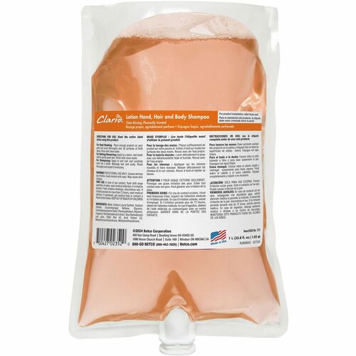 Betco BET7732900 Clario Lotion Hand, Hair and Body Shampoo Refills
