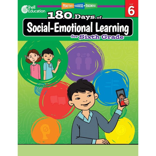 Shell Education SHL126962 180 Days of Social-Emotional Learning for Sixth Grade Printed Book by Jennifer Edgerton