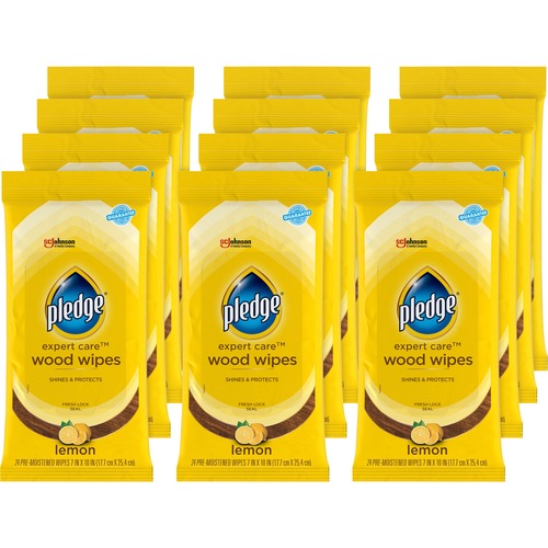 Pledge SJN336297CT Lemon Enhancing Polish Wipes