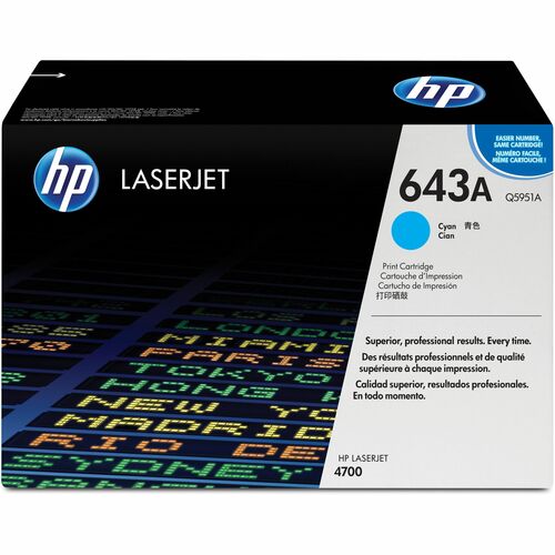 HP HEWQ5951A 643A (Q5951A) Original Standard Yield Laser Toner Cartridge - Single Pack - Cyan - 1 Each