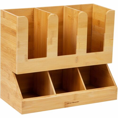 Mind Reader EMSUPBMB 6-Compartment Cup/Lid Bamboo Organizer