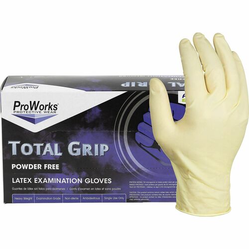 ProWorks HOSGLL165FL Total Grip Latex Powder Free Exam Gloves