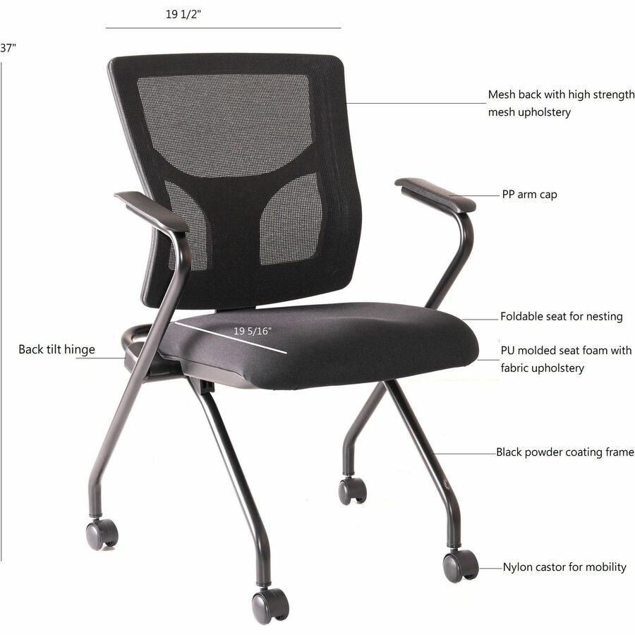 Lorell LLR62019 Conjure Mesh Training Chairs with Arms