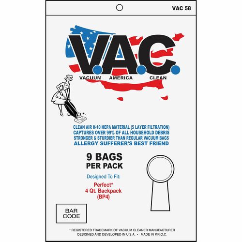 V.A.C. VACVAC58 Perfect 4-Quart Backpack Vacuum Bags