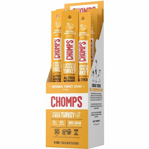 CHOMPS CHSCTOTJ24 Original Turkey Snack Sticks