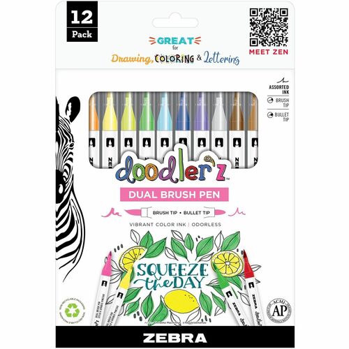 Zebra Pen ZEB61002 Doodler'z Dual Brush Pen