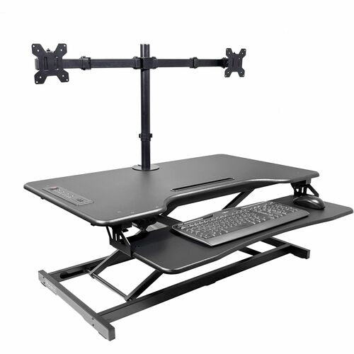 Rocelco RCLREDR2BDM2 Electric Desk Riser & Dual Monitor Mount