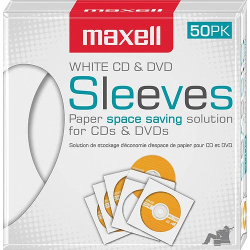 Maxell MAX190135 Cd-400 Cd/Dvd Sleeves (50-Pack) - Sleeve - Slide Insert - White