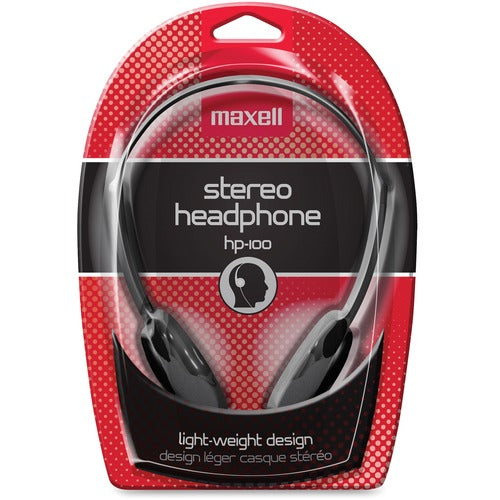 Maxell MAX190319 Hp-100 Lightweight Stereo Headphone - Stereo - Black - Mini-Phone - Wired - 20 Hz 20 Khz - Nickel Plated - Over-The-Head - Binaural - Supra-Aural - 4 Ft Cable