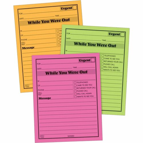 Adams ABF9711NEON Neon While You Were Out Message Pads
