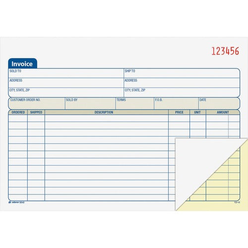 Adams ABFDC5840 Carbonless Invoice Book