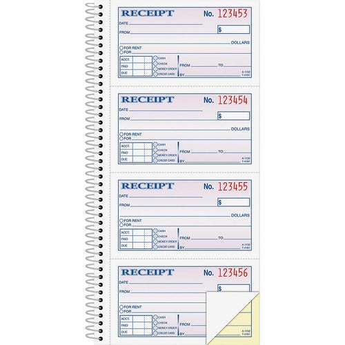 Adams ABFSC1152 Spiral 2-part Money/Rent Receipt Book