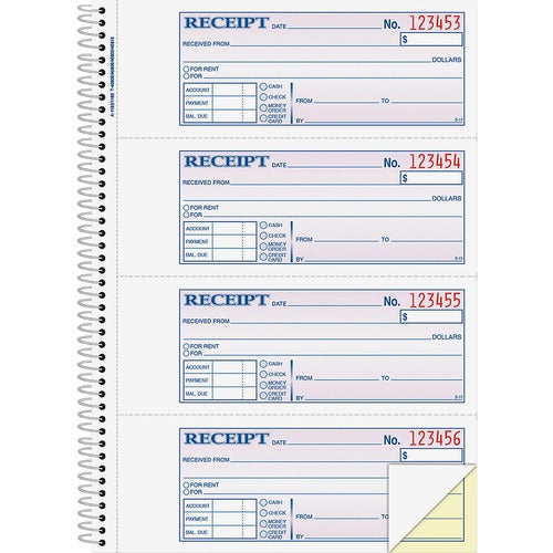 Adams ABFSC1182 Spiral 2-part Money/Rent Receipt Book