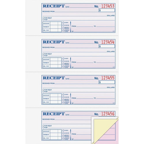 Adams ABFTC1182 Tapebound 3-part Money Receipt Book