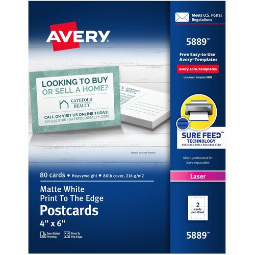 Avery® AVE5889 Invitation Card - 4" X 6" - 80 / Box - White