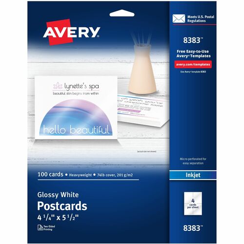 Avery® AVE8383 Invitation Card - 5.50" X 4.25" - Glossy - 100 / Pack - White
