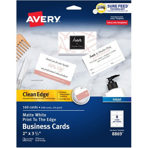 Avery® AVE8869 Business Card - 2" X 3.50" - Matte - 160 / Pack - White