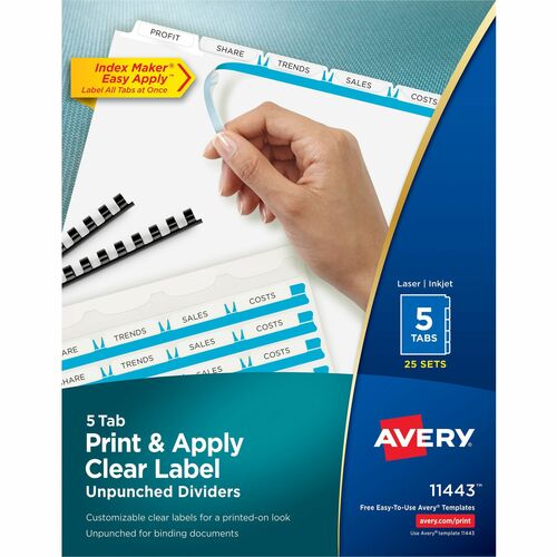 Avery® AVE11443 Avery® Print & Apply Label Unpunched Dividers - Index Maker Easy Apply Label Strip