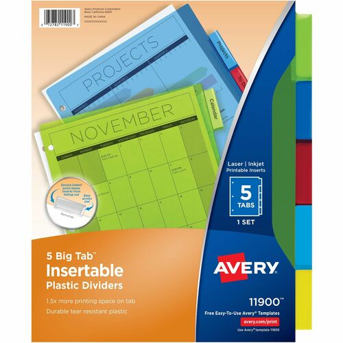 Avery® AVE11900 Avery® Big Tab™ Insertable Plastic Dividersfor Laser and Inkjet Printers