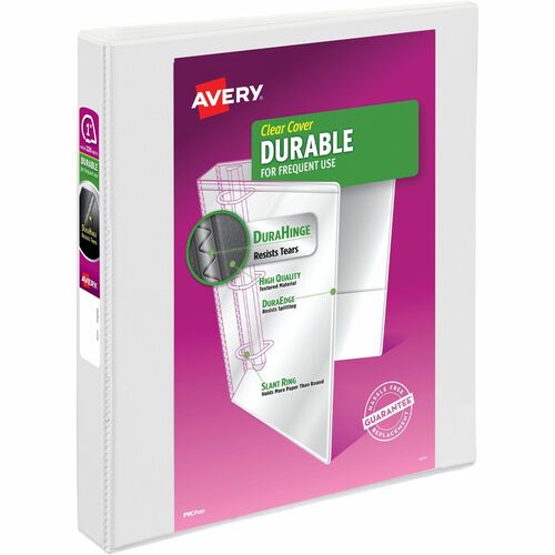 Avery® AVE17012 Durable Reference View Binder - 1" Binder Capacity - Letter - 8 1/2" X 11" Sheet Size - 175 Sheet Capacity - 3 X Slant D-Ring Fastener(S) - 2 Internal Pocket(S) - Vinyl - White - Recycled - 1 Each