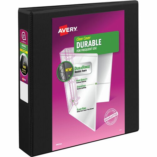 Avery® AVE17021 Durable Reference View Ring Binder - 1 1/2" Binder Capacity - Letter - 8 1/2" X 11" Sheet Size - 275 Sheet Capacity - Round Ring Fastener - 2 Internal Pocket(S) - Vinyl - Black - Recycled - 1 Each
