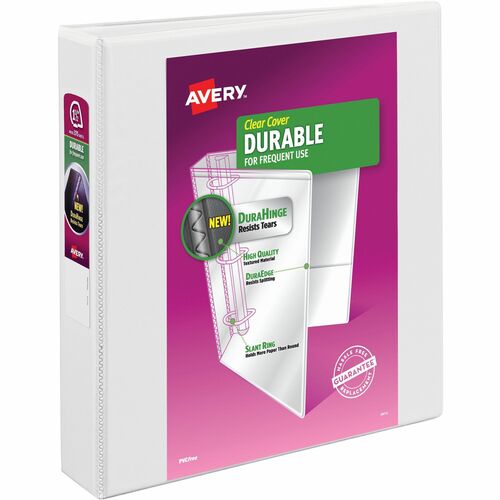 Avery® AVE17022 Durable Reference View Binder - 1 1/2" Binder Capacity - Letter - 8 1/2" X 11" Sheet Size - 275 Sheet Capacity - 3 X Slant D-Ring Fastener(S) - 2 Internal Pocket(S) - Vinyl - White - Recycled - 1 Each