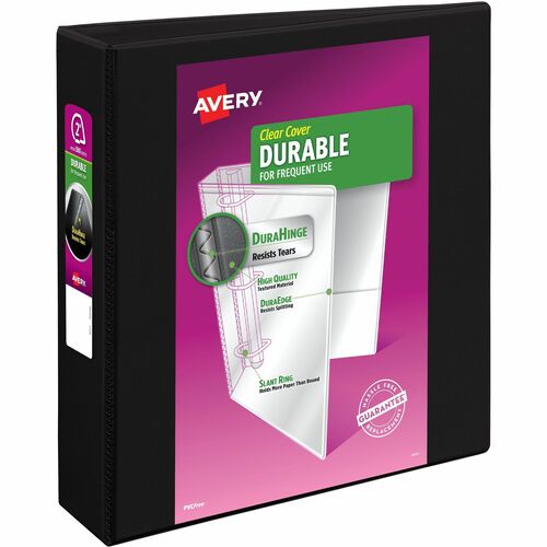 Avery® AVE17031 Durable Reference View Binder - 2" Binder Capacity - Letter - 8 1/2" X 11" Sheet Size - 375 Sheet Capacity - 3 X Slant D-Ring Fastener(S) - 2 Internal Pocket(S) - Vinyl - Black - Recycled - 1 Each