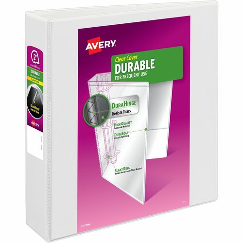 Avery® AVE17032 Durable Reference View Binder - 2" Binder Capacity - Letter - 8 1/2" X 11" Sheet Size - 375 Sheet Capacity - 3 X Slant D-Ring Fastener(S) - 2 Internal Pocket(S) - Vinyl - White - Recycled - 1 Each