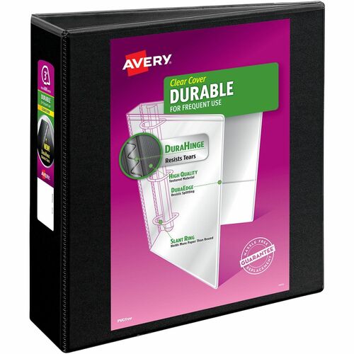 Avery® AVE17041 Durable Reference View Ring Binder - 3" Binder Capacity - Letter - 8 1/2" X 11" Sheet Size - 460 Sheet Capacity - 3 X Round Ring Fastener(S) - 2 Internal Pocket(S) - Vinyl - Black - Recycled - 1 Each