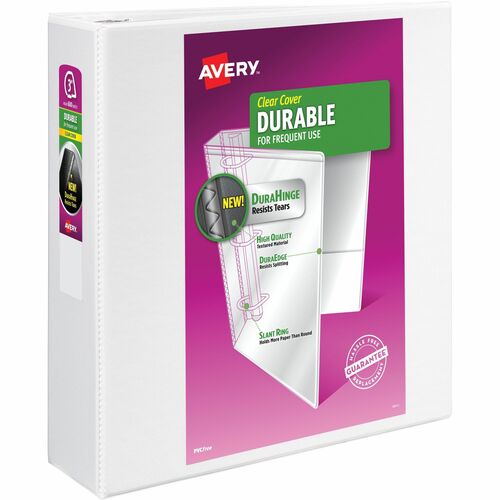 Avery® AVE17042 Durable Reference View Binder - 3" Binder Capacity - Letter - 8 1/2" X 11" Sheet Size - 460 Sheet Capacity - 3 X Slant D-Ring Fastener(S) - 2 Internal Pocket(S) - Vinyl - White - Recycled - 1 Each