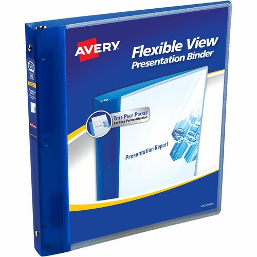 Avery® AVE17670 Flexible View Pocket Presentation Binder - 1/2" Binder Capacity - Letter - 8 1/2" X 11" Sheet Size - 100 Sheet Capacity - Round Ring Fastener - 1 Pocket(S) - Polypropylene - Blue - 1 Each