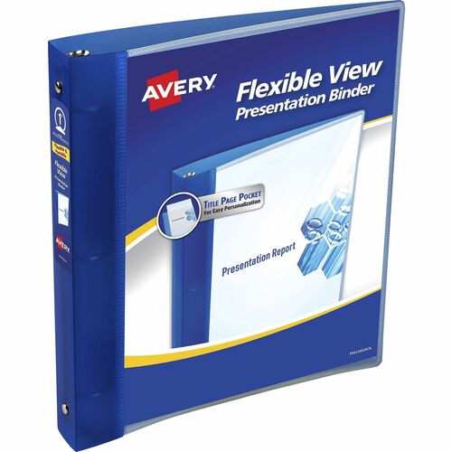 Avery® AVE17675 Flexible View Pocket Presentation Binder - 1" Binder Capacity - Letter - 8 1/2" X 11" Sheet Size - 175 Sheet Capacity - Round Ring Fastener - 1 Pocket(S) - Polypropylene - Blue - 1 Each