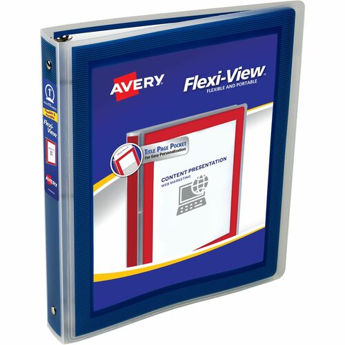Avery® AVE17685 Flexi-View Presentation Binder - 1" Binder Capacity - Letter - 8 1/2" X 11" Sheet Size - 175 Sheet Capacity - 3 X Round Ring Fastener(S) - Internal Pocket(S) - Sturdy Poly - Navy - 1 Each