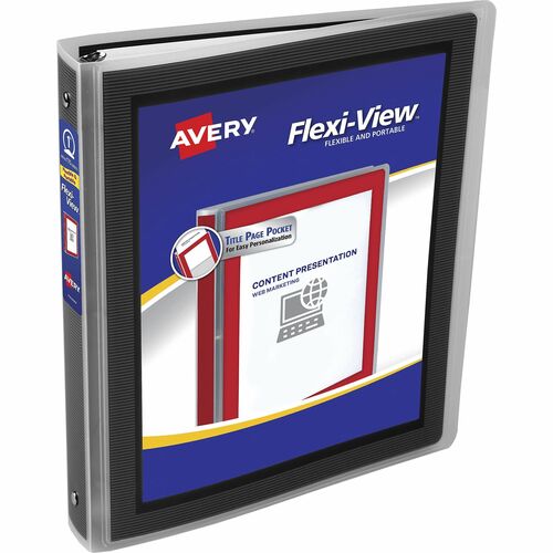 Avery® AVE17686 Flexi-View Presentation Binder - 1" Binder Capacity - Letter - 8 1/2" X 11" Sheet Size - 175 Sheet Capacity - 3 X Round Ring Fastener(S) - Internal Pocket(S) - Sturdy Poly - Black - 1 Each