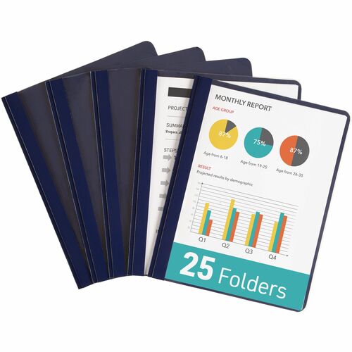 Avery® AVE47961 Coated Paper Clear Front Report Cover - Letter - 8 1/2" X 11" Sheet Size - 20 Sheet Capacity - 3 Fastener(S) - 1/2" Fastener Capacity For Folder - Dark Blue - 25 / Box
